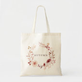 Herfst Romantische Bloemenkrans Gepersonaliseerde  Tote Bag (Voorkant)