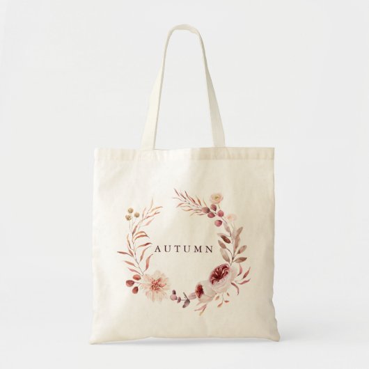 Herfst Romantische Bloemenkrans Gepersonaliseerde  Tote Bag (Voorkant)
