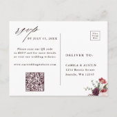 Herfst Romantische Bloemige Trouw QR Code RSVP Briefkaart (Achterkant)