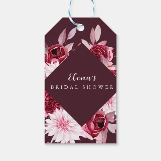 Herfst Romantische Gouden Frame Bloemige bruidsdou Cadeaulabel (Voorkant)