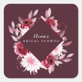Herfst Romantische Gouden Frame Bloemige bruidsdou Vierkante Sticker (Voorkant)