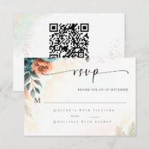 Herfst Romantische Teal Verbrande Oranje QR Bruilo