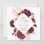 Herfst Romantische Waterverf Bloem Bruiloft Vierka Kaart (Voorkant)