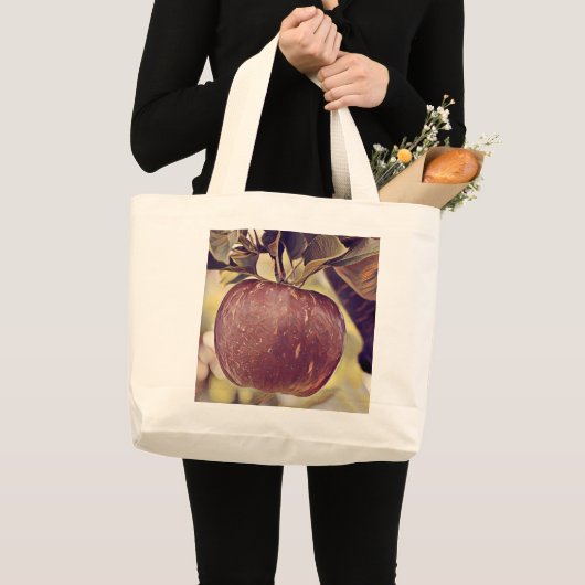 Herfst rood appelfruit en laat waterverf achter grote tote bag (Voorkant (product))