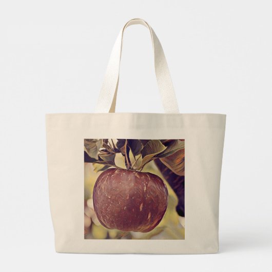 Herfst rood appelfruit en laat waterverf achter grote tote bag (Achterkant)