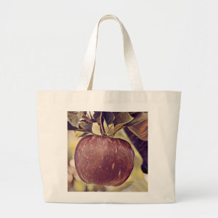 Herfst rood appelfruit en laat waterverf achter grote tote bag