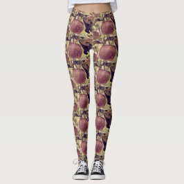 Herfst rood appelfruit en laat waterverf achter leggings