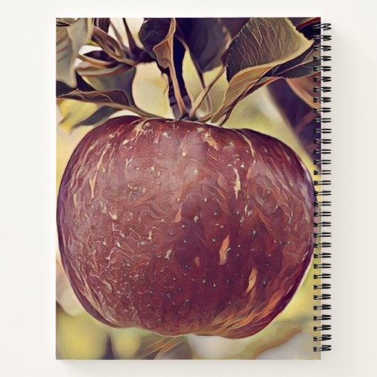 Herfst rood appelfruit en laat waterverf achter notitieboek (Achterkant)