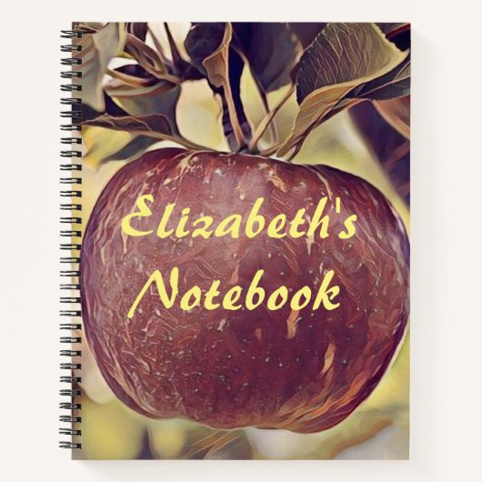 Herfst rood appelfruit en laat waterverf achter notitieboek (Voorkant)