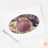 Herfst rood appelfruit en laat waterverf achter ovale sticker (Envelop)