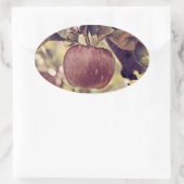 Herfst rood appelfruit en laat waterverf achter ovale sticker (Tas)