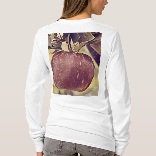 Herfst rood appelfruit en laat waterverf achter t-shirt (Achterkant)