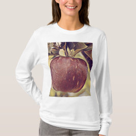Herfst rood appelfruit en laat waterverf achter t-shirt