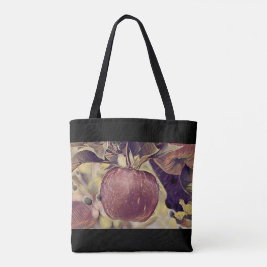 Herfst rood appelfruit en laat waterverf achter tote bag (Achterkant)