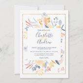 Herfst Rood Blauw Chic Bloemen waterverf bruiloft Kaart (Voorkant)