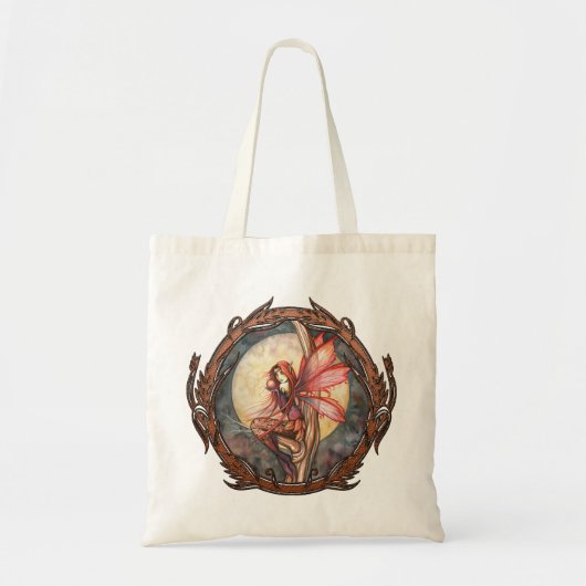 Herfst Rood Fantasie Fee Grote Tote Bag (Voorkant)