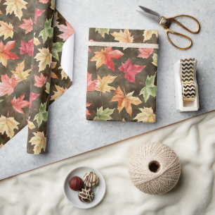 Herfst Rood Geel Groen Bladeren Verjaardag Cadeaupapier