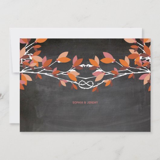 Herfst Rood Geknoopte Liefde Bomen Chalkboard Brui Kaart (Achterkant)