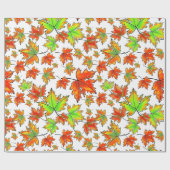 Herfst rood groen sinaasappel laat esdoornbladeren cadeaupapier (Vlak)