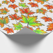 Herfst rood groen sinaasappel laat esdoornbladeren cadeaupapier (Hoek)