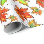 Herfst rood groen sinaasappel laat esdoornbladeren cadeaupapier (Rol Hoek)