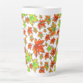 Herfst rood groen sinaasappel laat esdoornbladeren latte mok (Voorkant)