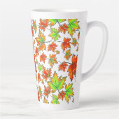 Herfst rood groen sinaasappel laat esdoornbladeren latte mok (Rechts)