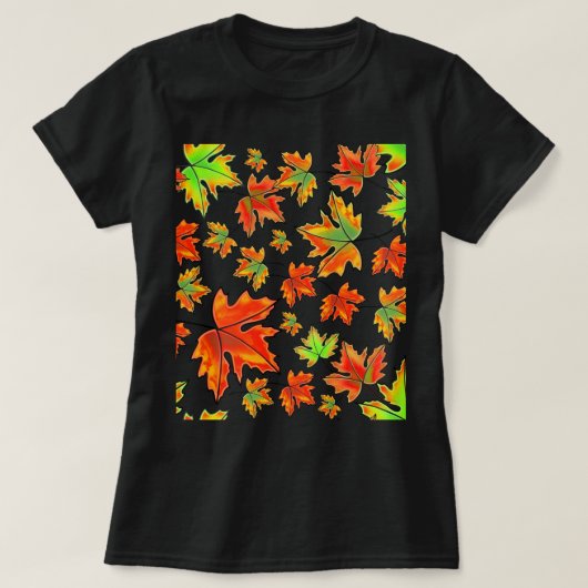 Herfst rood groen sinaasappel laat esdoornbladeren t-shirt (Design voorkant)