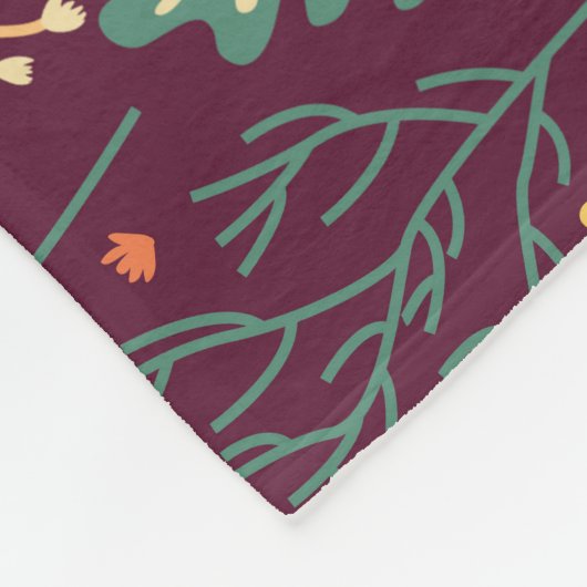 Herfst rood-Oranje  motief Fleece Deken (Hoek)