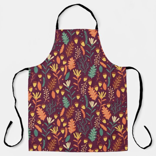 Herfst Rood-Oranje Vintage Motief Schort (Voorkant)