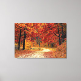 Herfst Rood Seizoen Landschap Opgespannen Canvaspr Canvas Afdruk