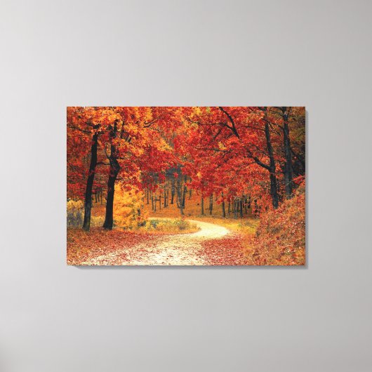 Herfst Rood Seizoen Landschap Opgespannen Canvaspr Canvas Afdruk (Voorkant)