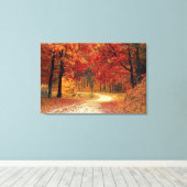 Herfst Rood Seizoen Landschap Opgespannen Canvaspr Canvas Afdruk (Insitu (Houten vloer))