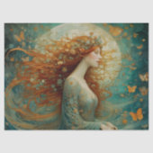 Herfst Roodharige Vrouw met Vlinders Decoupage Tissuepapier (Voorkant)