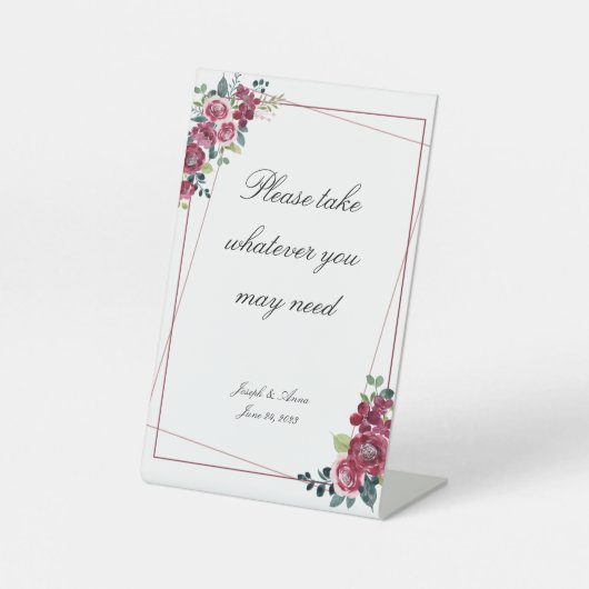  Herfst Roos Badkamer Teken Reclamebord Met Voetstuk (Voorkant)