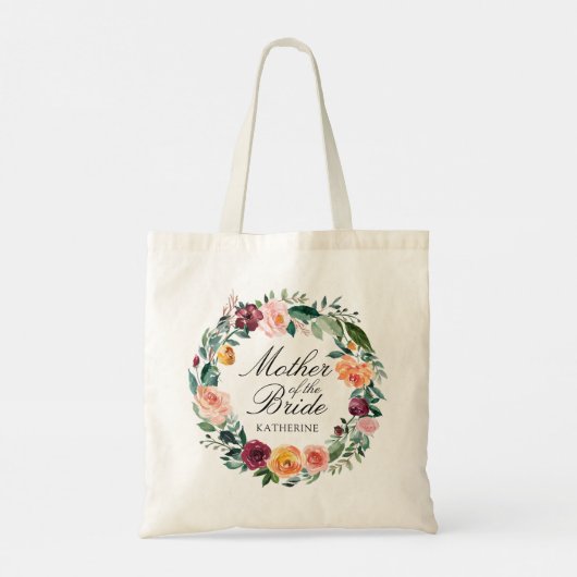 Herfst Roos Bloem Bloemenkrans Bruid Moeder Tote Bag (Achterkant)