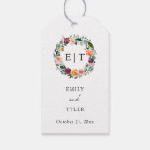 Herfst Roos Bloem Bloemenkrans Bruiloft Cadeaulabel (Achterkant)
