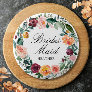 Herfst Roos Bloem Bloemstuk Bruidsmeisje Ronde Button 5,7 Cm