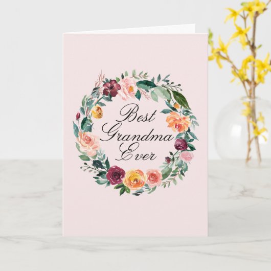 Herfst Roos Bloem Bloemstuk Krans Beste Oma Kaart (Gele Bloem)