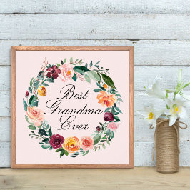 Herfst Roos Bloem Bloemstuk Krans Beste Oma Poster