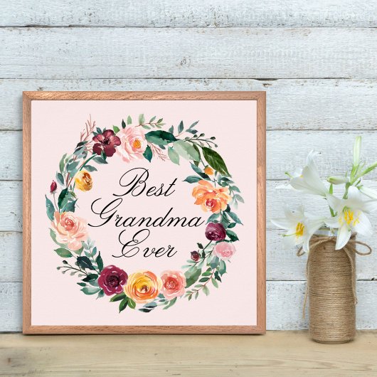Herfst Roos Bloem Bloemstuk Krans Beste Oma Poster