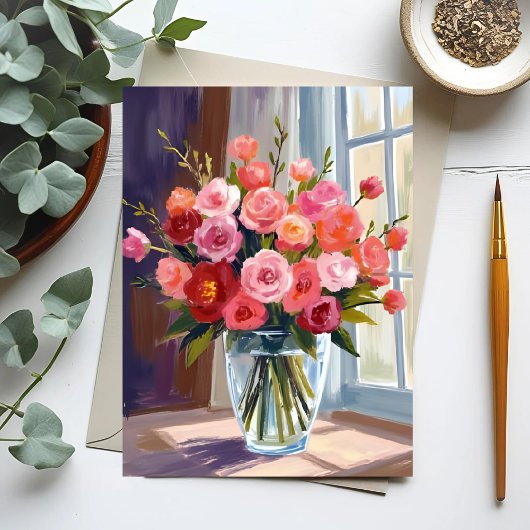Herfst Roos Boeket Bloemig Herfst Briefkaart