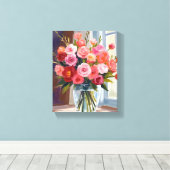 Herfst Roos Boeket Bloemige Herfst Canvas Afdruk (Insitu (Houten vloer))