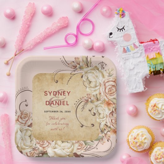 herfst Roos bruiloft papier Bord (Feest)