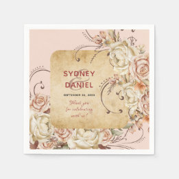 herfst Roos bruiloft papier servet