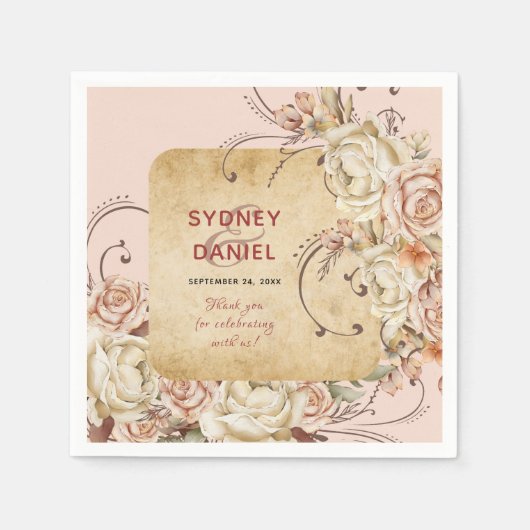  herfst Roos bruiloft papier servet (Voorkant)
