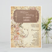 herfst Roos bruiloft programma (Staand voorkant)