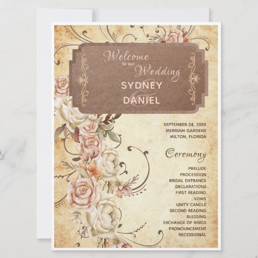  herfst Roos bruiloft programma (Voorkant)