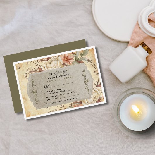 herfst Roos bruiloft reactie Kaart