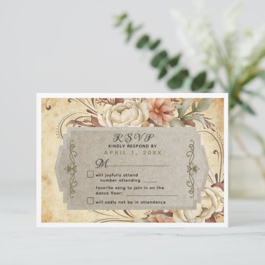 herfst Roos bruiloft reactie Kaart (Staand voorkant)